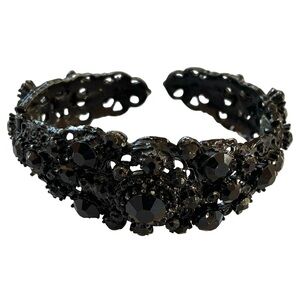 Vintage 50s Black Rhinestone Clamper Bracelet